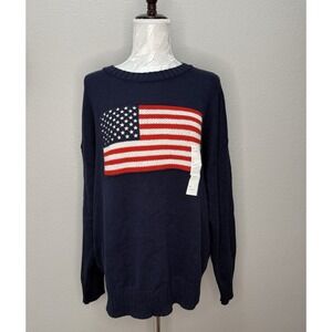 Wild Fable American Flag Sweater Medium Navy Knit Patriotic NWT